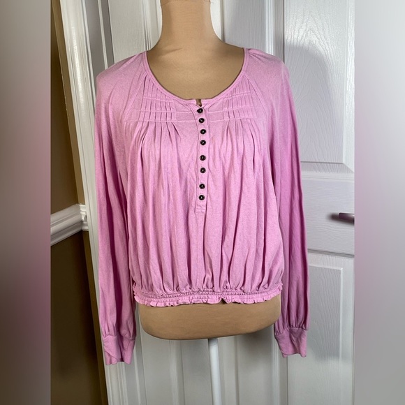 Free People Prairie Henley Top in Pink. Size Large - Picture 7 of 10